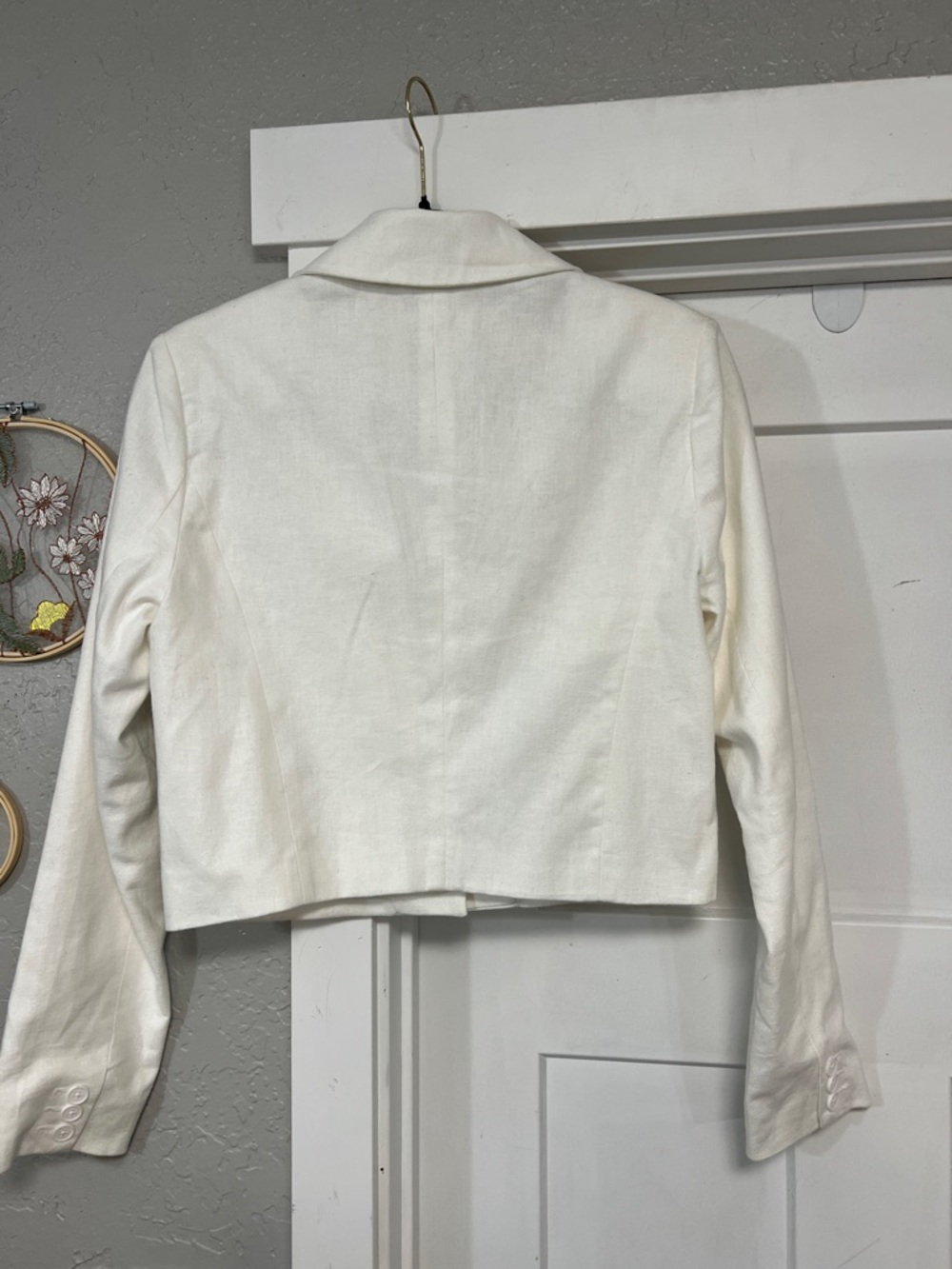 ABERCROMBIE & FITCH COTTON LINEN WOMENS CROPPED BLAZER WHITE SMALL - Picture 5 of 16